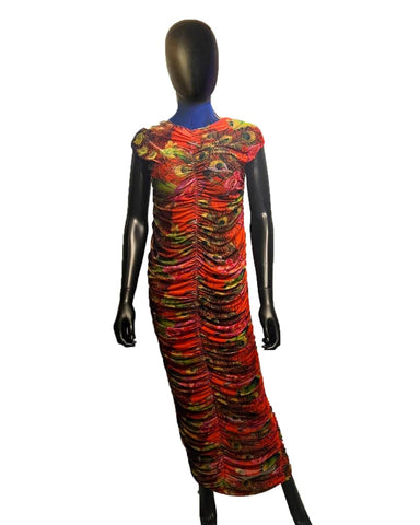 Iris Ruched Mesh Dress