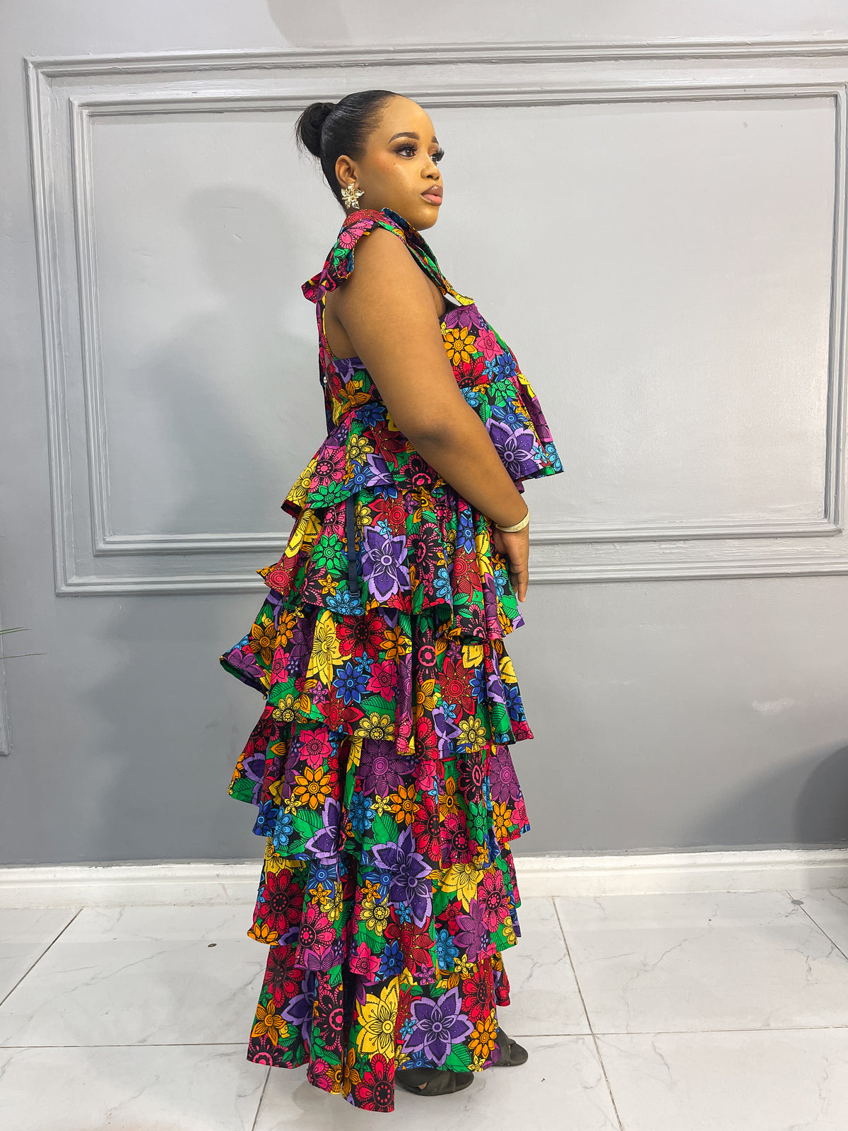 Ankara Layered Maxi-dress