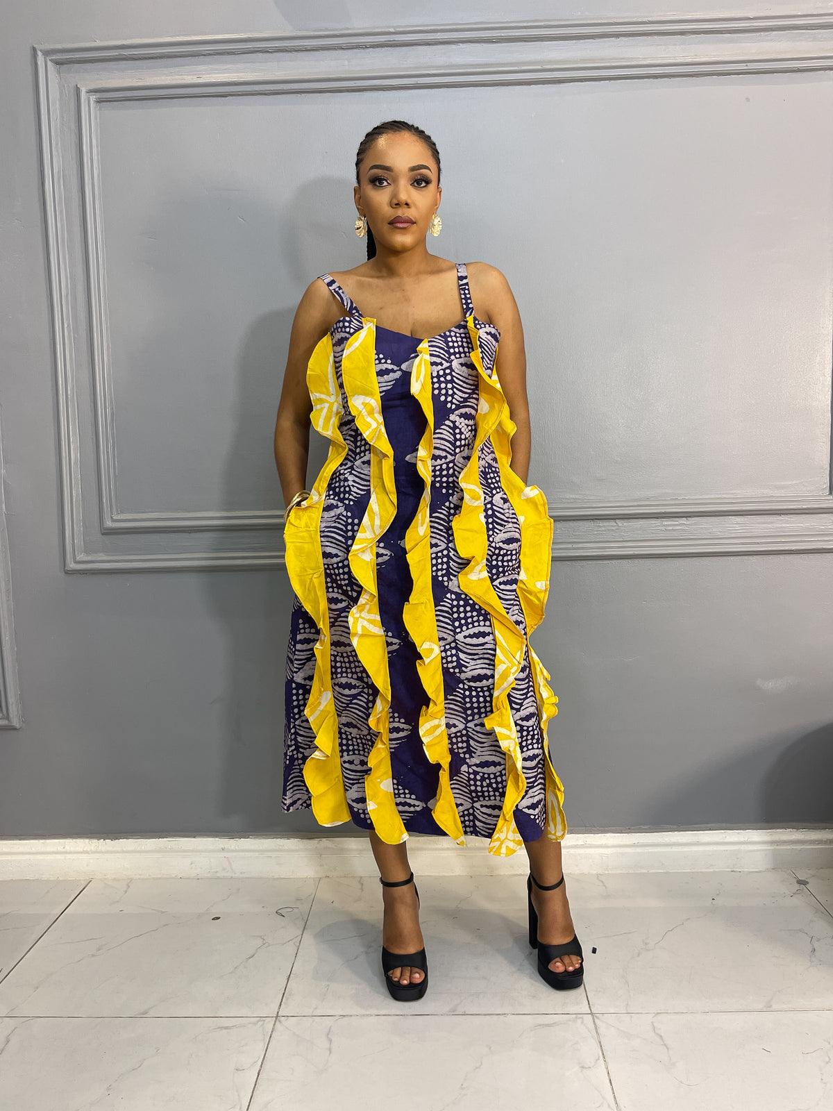 Adire Mix n Match Frill Dress