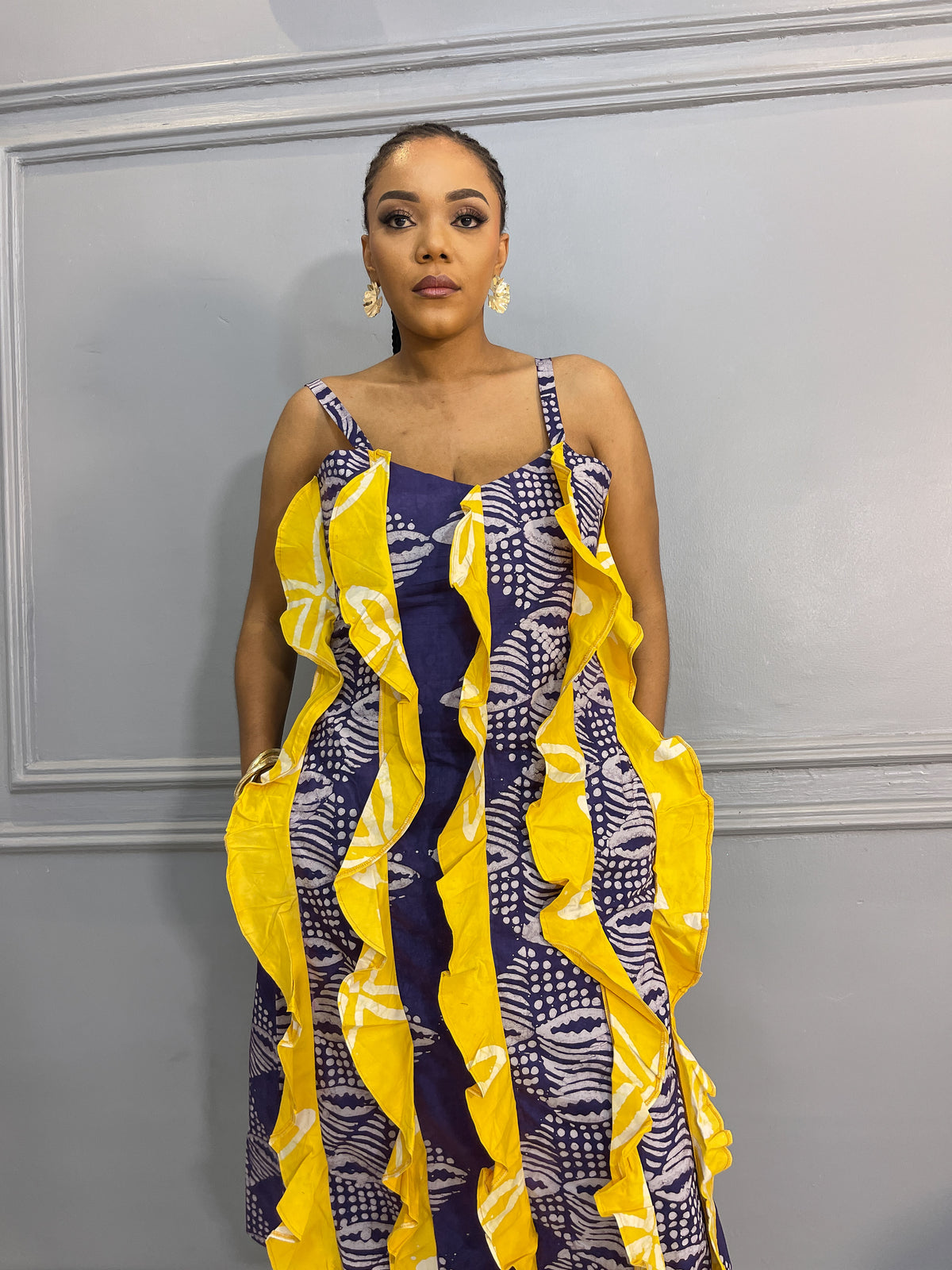 Adire Mix n Match Frill Dress