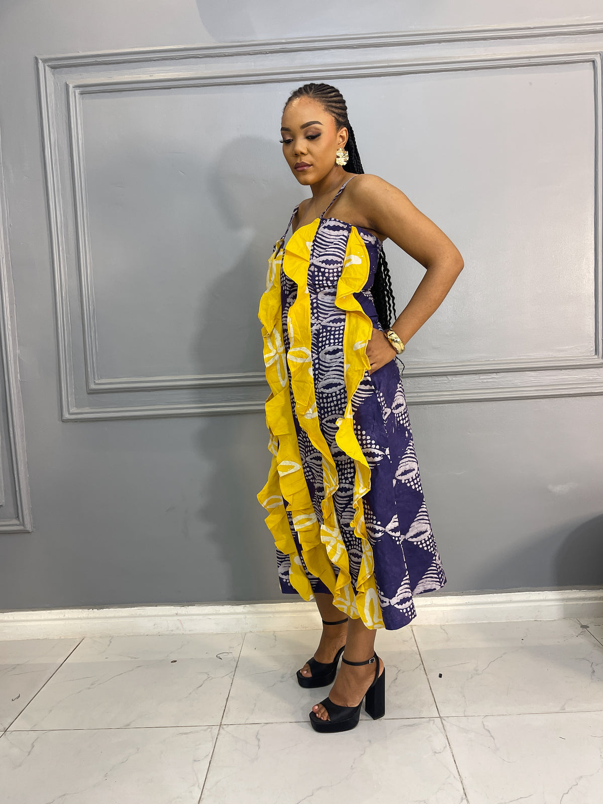 Adire Mix n Match Frill Dress