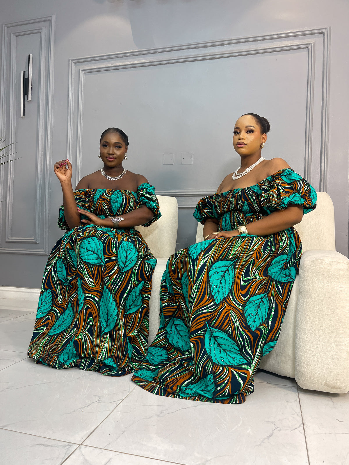 Ruched Maxi Ankara Dress