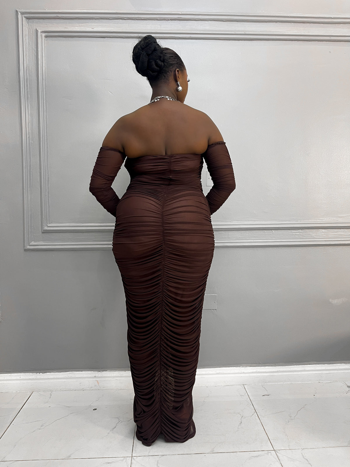 Ruched Mesh Dress